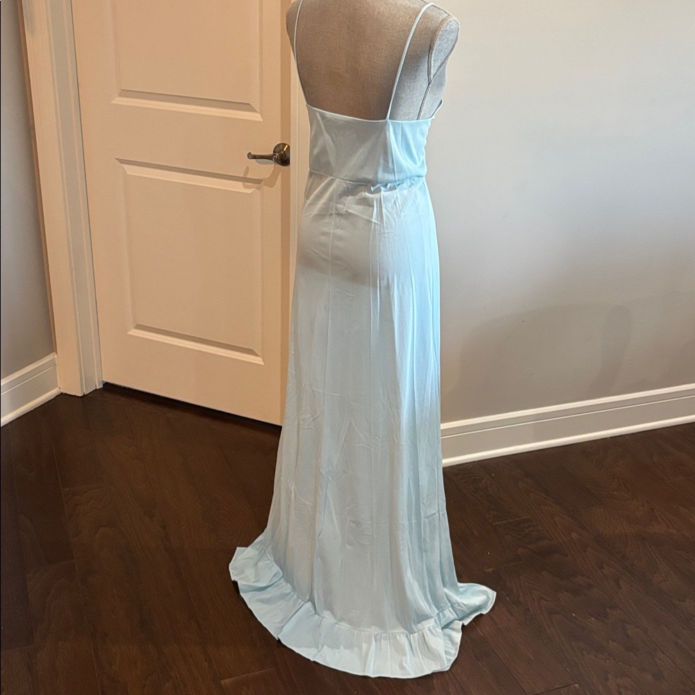 Vintage 70’s Lane Bryant Elegant Blue Spaghetti Strap Maxi nightgown Dress - Picture 5 of 10